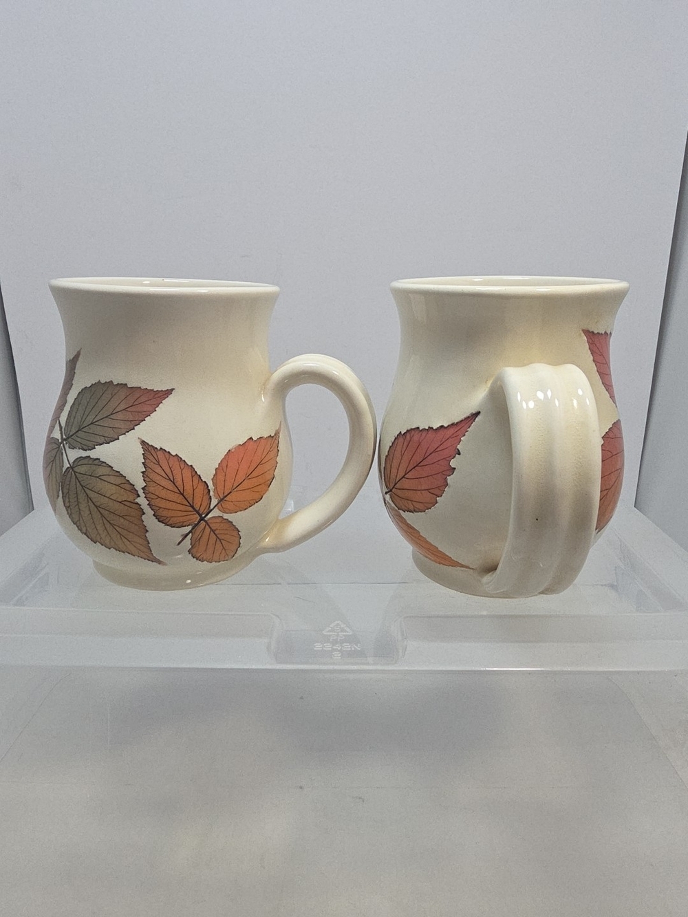 Bristaleaf Wizard of Clay Studio Pottery Leaf Coffee Mugs Set of 2 12 oz (C5) - Picture 4 of 6